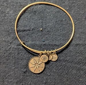 Alex and Ani Gold Tone Starburst Charm Expandable Bracelet